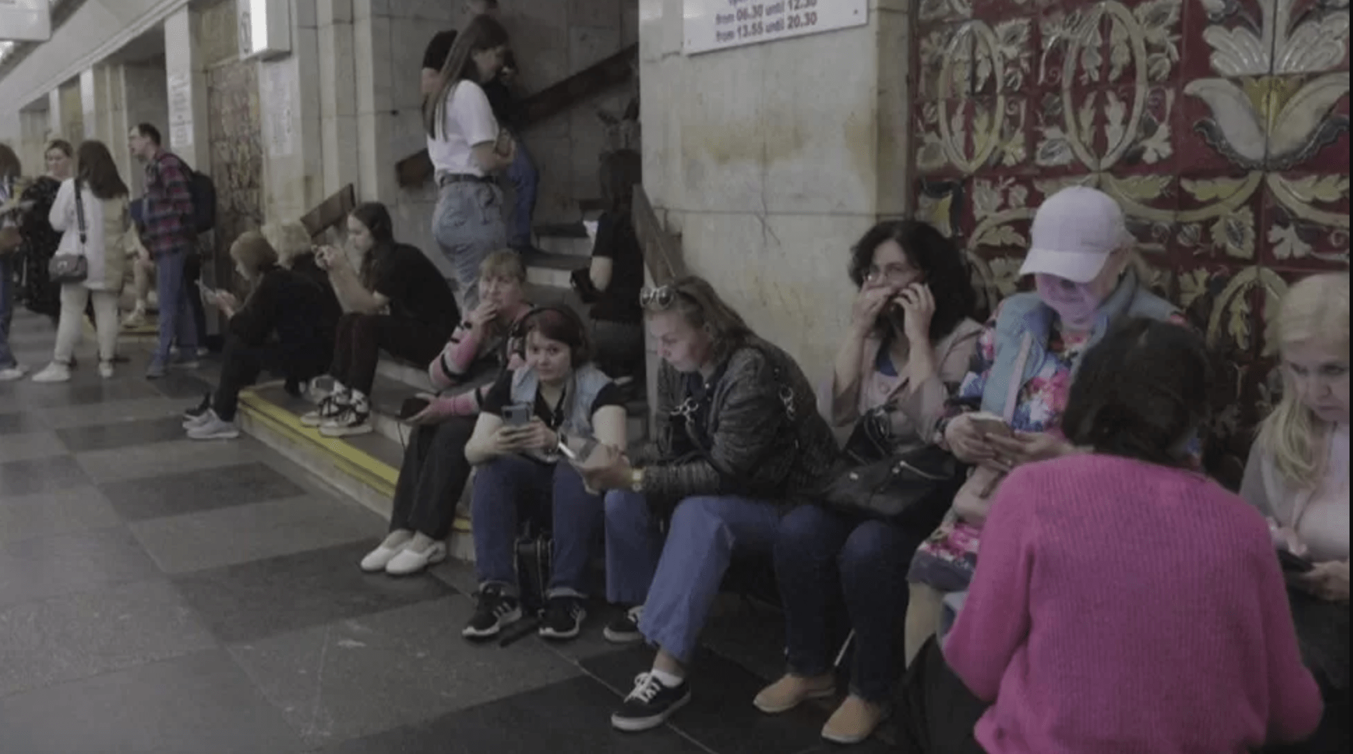 Kyiv residents take shelter in a metro station